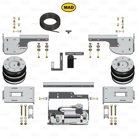 Luftaffjedring med aut. niveauregulering Iveco Daily S single monteret NR057624-R
